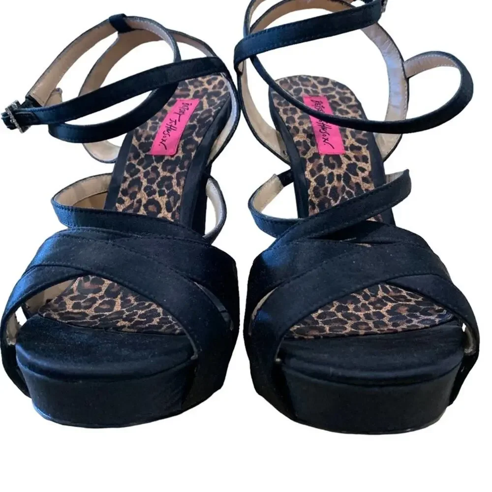 Betsy johnson stilettos open toe sling back ankle‎ strap shoes heels size 9.5 M